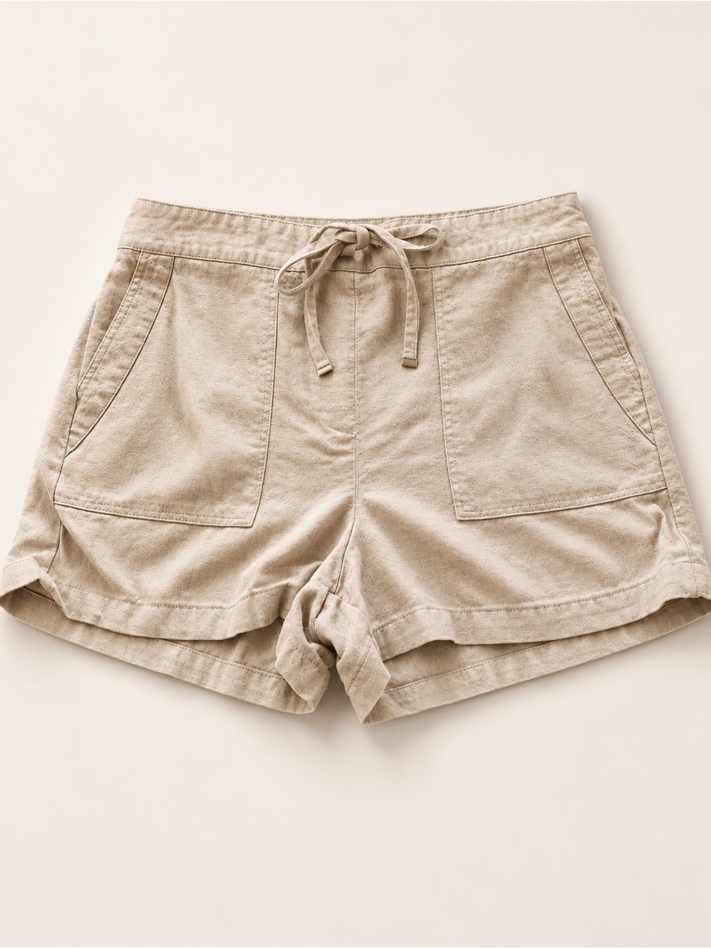Women's Drawstring Linen-Blend Shorts in Beige
